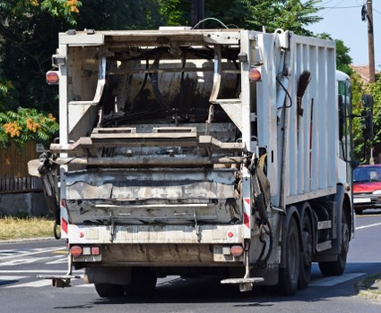 Builder's rubble and bulky waste ready for collection